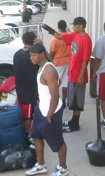 Freshman members of the Indiana football team checked in to the Radisson Hotel Bloomington on Saturday.