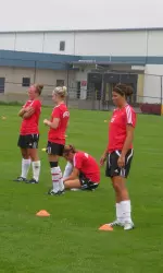 The women's soccer team began practice on Wednesday.
