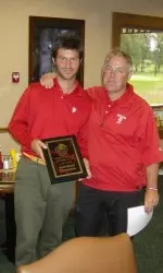 Jorge Campillo and head coach Mike Mayer after Campillo took home the individual title at Wolf Run.