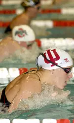 Sarah Stockwell was victorious in the 200 breaststroke in her final home collegiate meet on Saturday against Purdue.