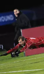 Darren Yeagle celebrates what turned out to be the game-winning goal in a 2-0 victory over Louisville Thursday night.