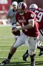 Indiana quarterback Ben Chappell (4) scrambles out of the pocket. ()