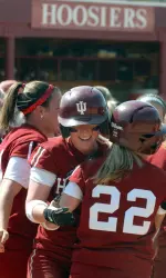 Emily Bergeson hit her second home run of the season, a grand slam, to put the Hoosiers on their way to their first win.