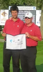 Jorge Campillo and Head Coach Mike Mayer at the 2008 NCAA Championships