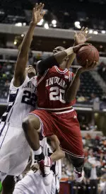 Nick Williams drives to the basket against Penn State.