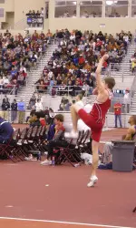 Freshman Derek Drouin prepares to make an approach.