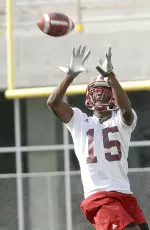 Fifth-year senior Kellen Lewis made his practice debut at wide reciever.