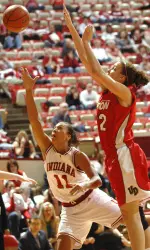 Senior Whitney Thomas collected her 32nd career double-double with 13 points and 10 rebounds.