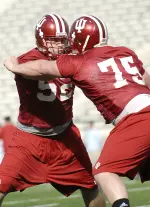 Jarrod Smith (52) has moved from the offensive line to defensive tackle this spring.