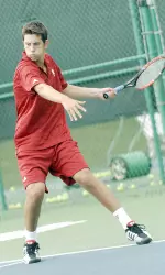Freshman Jeremy Langer took his match at number three singles.