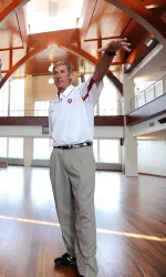 Head Coach Bill Lynch led members of the media on a tour of the North End Zone on Aug. 18.