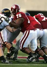 Rodger Saffold and the Hoosiers open practice on Friday.