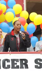 Indiana head women's basketball coach Felisha Legette-Jack speaking at Hoosiers Outrun Cancer.
