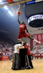 Freshman Victor Oladipo took the slam dunk title at Hoosier Hysteria Friday night.