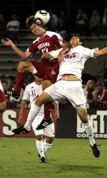 Jacob Bushue took the shot which led to Indiana's penalty kick early in the second half.