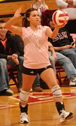 Caitlin Cox rocking her pink libero jersey in last year's "Dig Pink" match