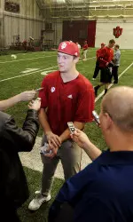 Alex Dickerson spoke with members of the media at last week's media day.