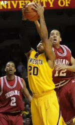 Christian Watford and Verdell Jones III battle Lawrence Westbrook for the board.