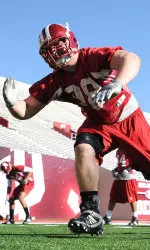 Sophomore defensive tackle Adam Replogle at Tuesday's opening spring practice.