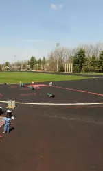 Work on Billy Hayes Track continued this weekend, as workers have returned to Bloomington.