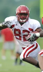 Wide receiver Dre Muhammad makes a move after pulling in a reception.