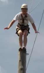 Jordan Haverly crushed this part of the high ropes course, even posing for a picture at the top