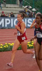 Sarah Pease took third in her heat of the steeplechase, finishing in 10:09.03 for an automatic berth into the Saturday final.