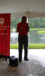 IU head women's basketball coach Felisha Legette-Jack on the Tailgate Tour in Richmond.