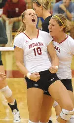 Mary Chaudoin (right) and Ashley Benson (left) connected for 18 kills on the evening