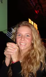 Ashley Benson and her All-America trophy