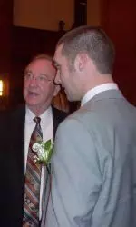Will Bruin and former IU head coach Jerry Yeagley at the M.A.C. Hermann Trophy awards dinner.