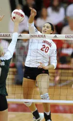 Junior Samantha Thrower had team-highs with six kills and six blocks.