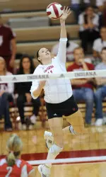Junior Kelci Marschall finished with a double-double, recording 14 kills and 10 digs.
