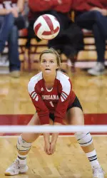 IU got 10 digs and an ace from senior Caitlin Cox in her final collegiate match.