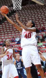 Freshman Quaneisha McCurty tallied a double-double with 13 points and 10 rebounds.