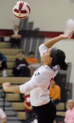 Samantha Thrower had 10 kills and four blocks for the Hoosiers.