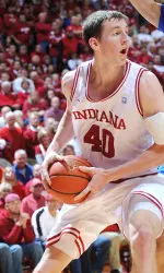 Cody Zeller looks to pass against Notre Dame. Zeller scored 21 points and had eight rebounds.