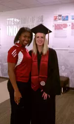 Lorian Price, Academic Advisor, with IU Field Hockey's Katie Griswold.