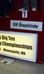 Freshman Cody Miller won his first career Big Ten title in the 100 breaststroke Friday night.