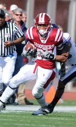 Senior wide receiver Damarlo Belcher and the Hoosiers take the field Tuesday afternoon.
