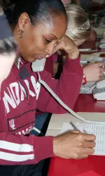 IU head women's basketball coach Felisha Legette-Jack joined IU student-athletes in thanking Varsity Club donors.