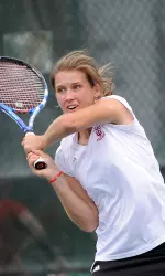 Junior Evgeniya Vertesheva improved to 6-2 in conference singles play this year.