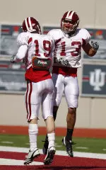 Kofi Hughes (13) and the IU offense had a strong day.