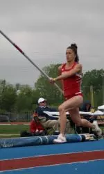 Vera Neuenswander provided the highlight of the first day at the Big Ten Championships, tying the all-time Big Ten Outdoor record for the win in the pole vault.