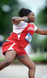 Faith Sherrill bettered the whole field in the shot put with a heave of 17.51m (57-5.5), which was a foot and seven inches better than her closest competitor.