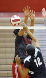 Head Coach Felisha Legette-Jack gets a kill over Assistant Coach Amaka Agugua.