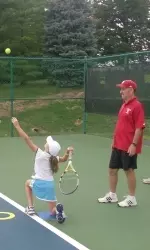 Lin Loring works with campers on Monday, June 20.