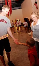 Freshman Cody Zeller meeting a young Hoosier fan.