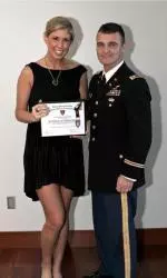 Mary Chaudoin was presented with the Hoosier Army Leadership award by Lieutenant Colonel Michael L. Ogden