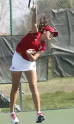 Kayla Fujimoto earned a win over No. 97 Annie Mulholland of Duke in singles play.